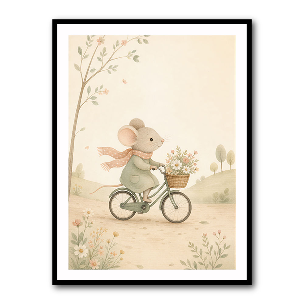 Mouse Bicycle Ride Nursery Wall Art