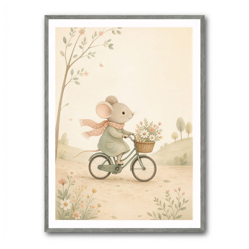 Mouse Bicycle Ride Nursery Wall Art