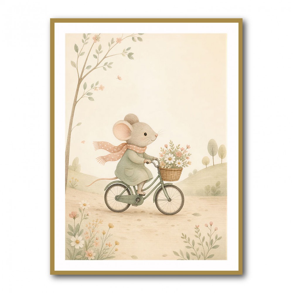 Mouse Bicycle Ride Nursery Wall Art