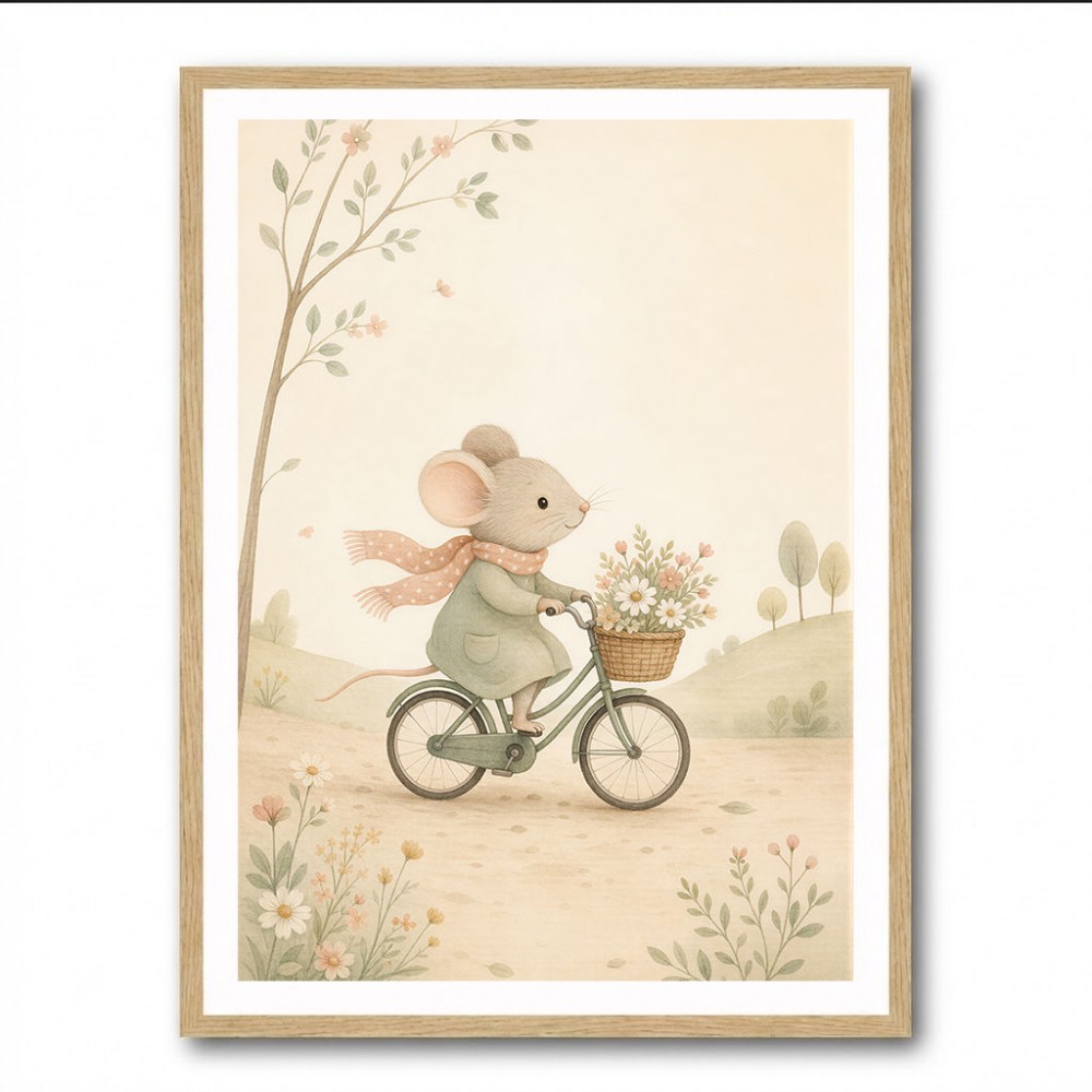 Mouse Bicycle Ride Nursery Wall Art
