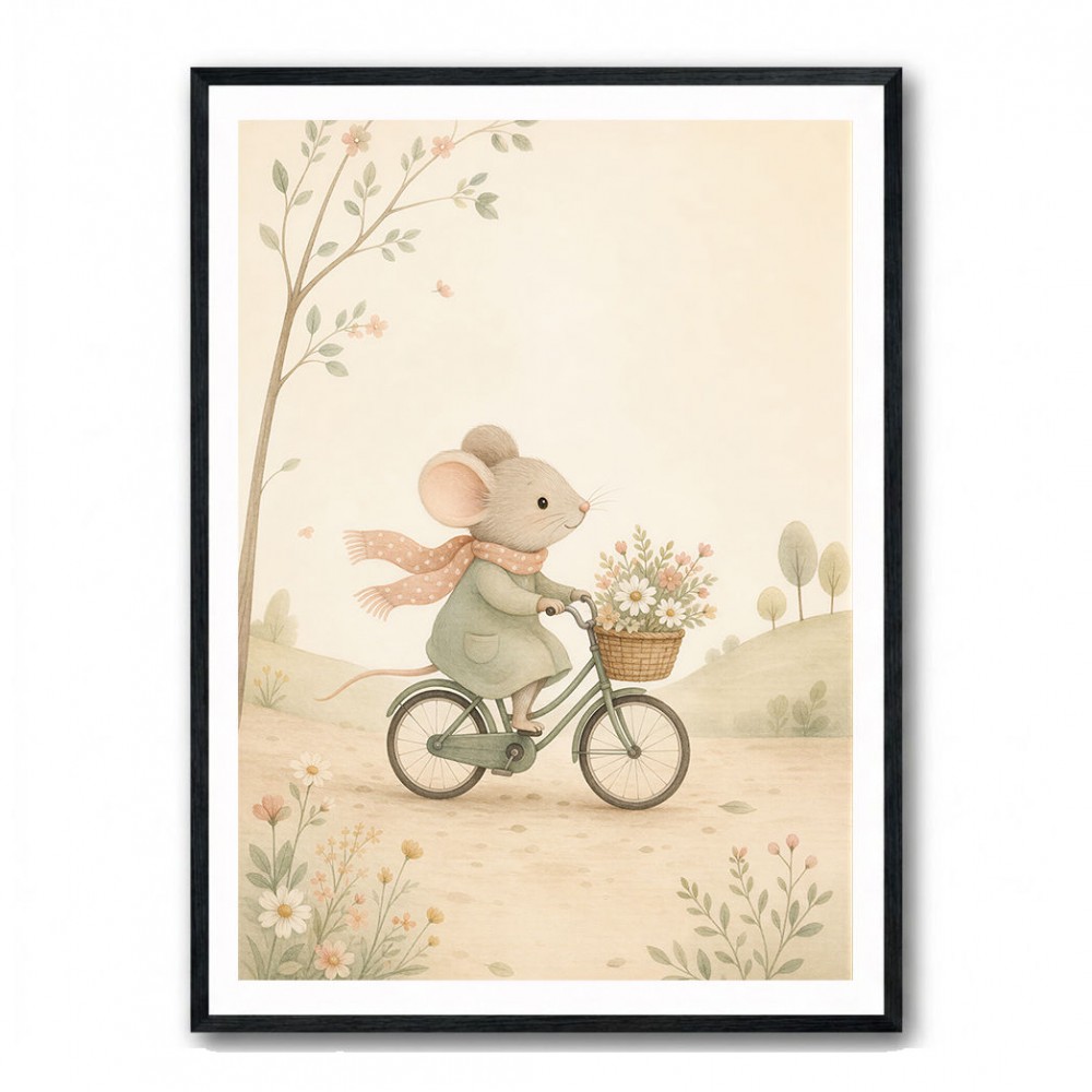 Mouse Bicycle Ride Nursery Wall Art