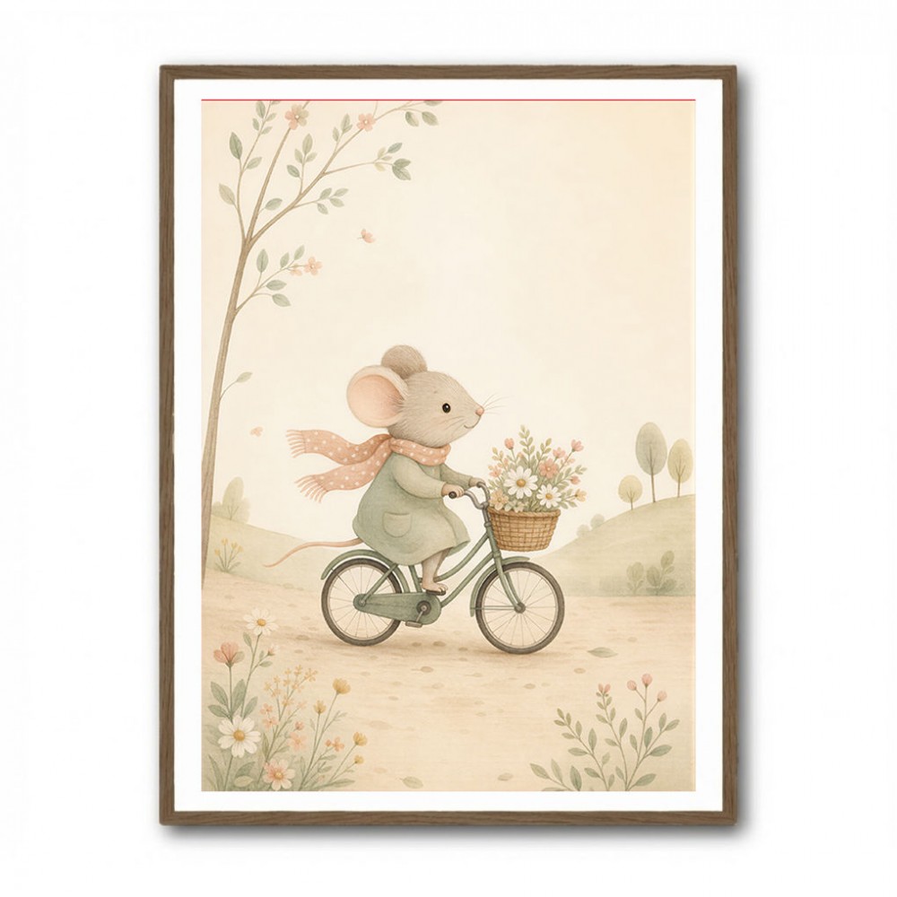 Mouse Bicycle Ride Nursery Wall Art