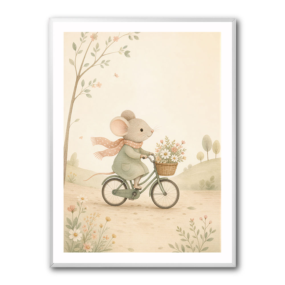 Mouse Bicycle Ride Nursery Wall Art