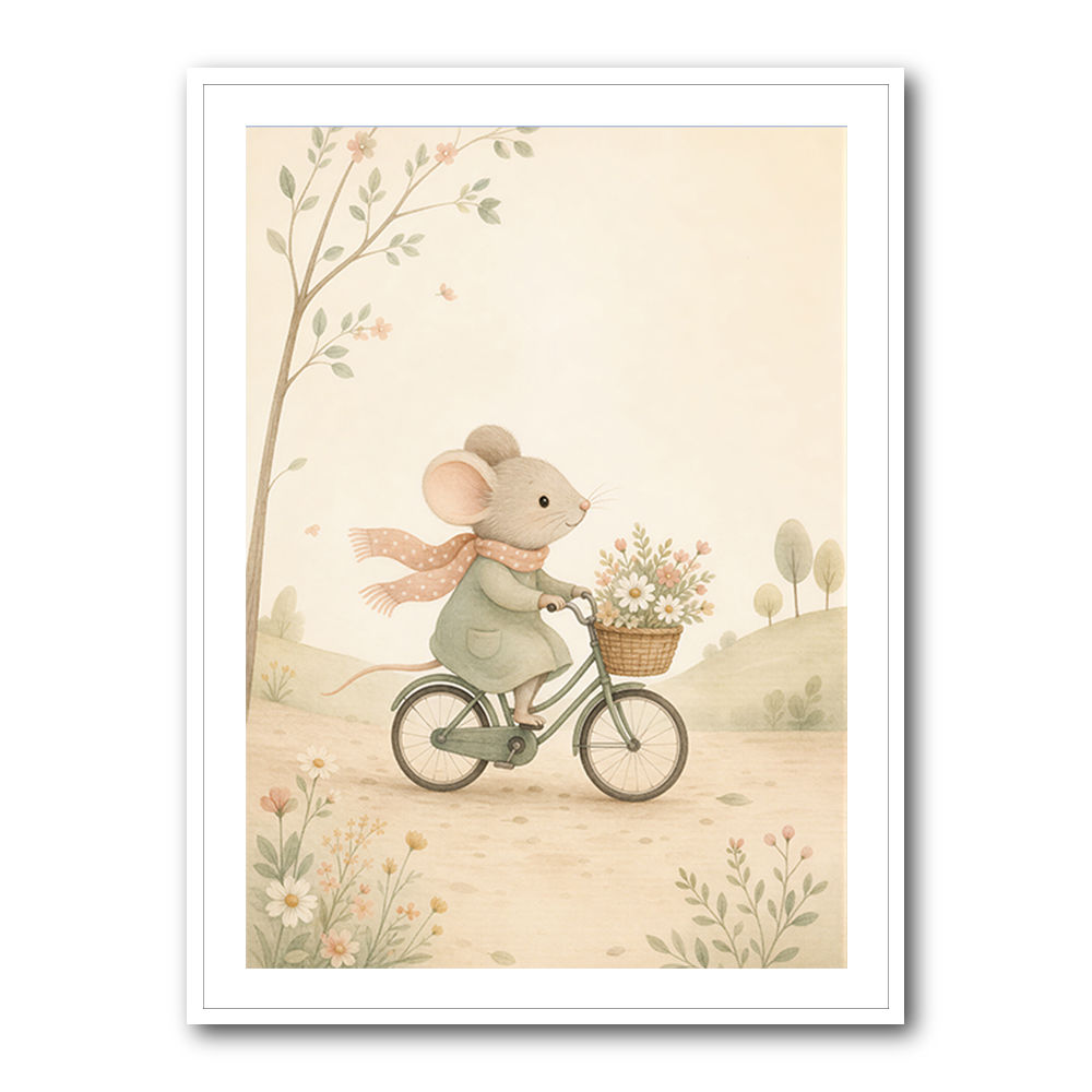 Mouse Bicycle Ride Nursery Wall Art