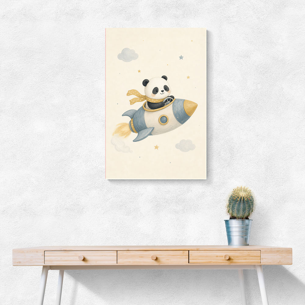 Panda Rocket Car Nursery Wall Art