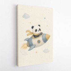 Panda Rocket Car Nursery Wall Art