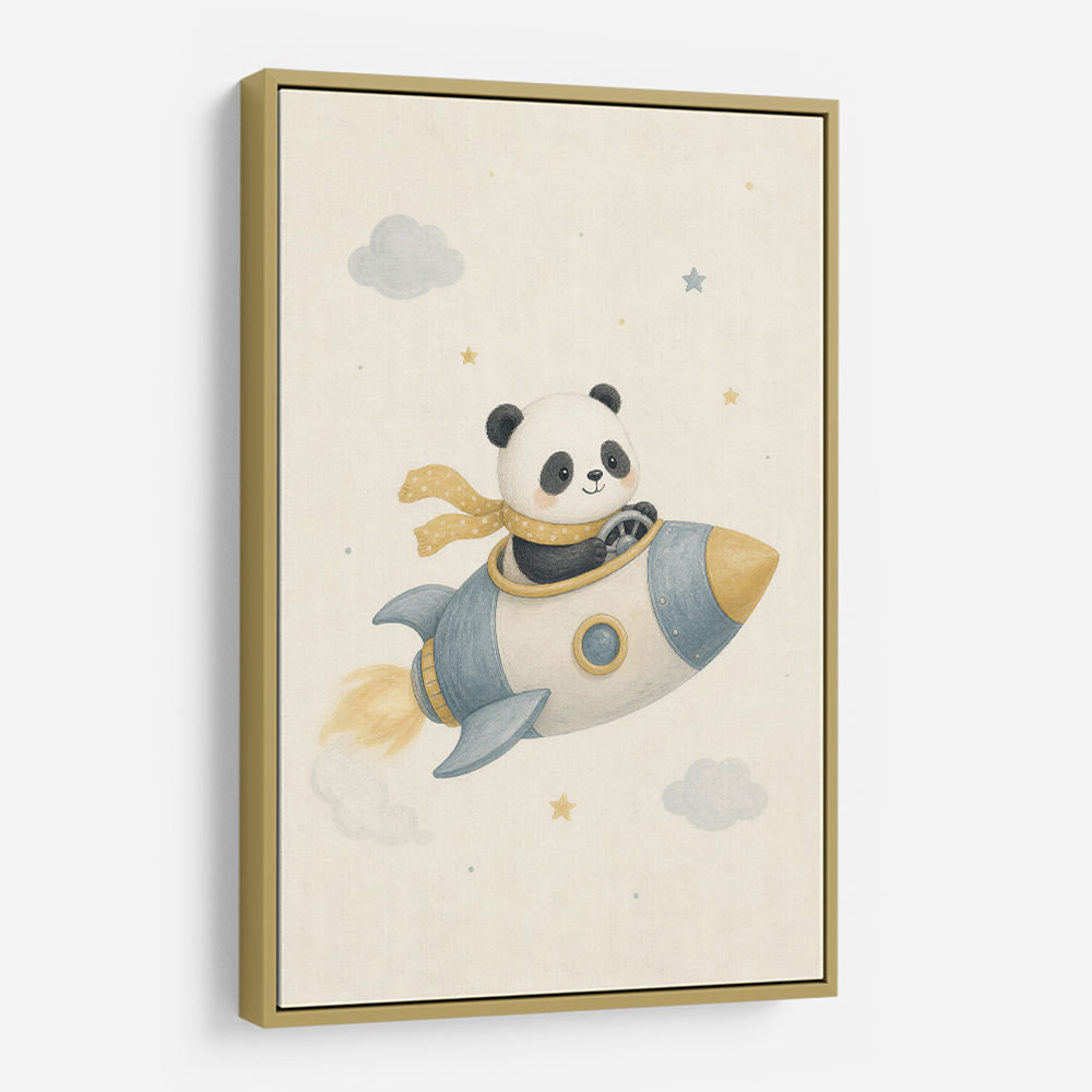 Panda Rocket Car Nursery Wall Art