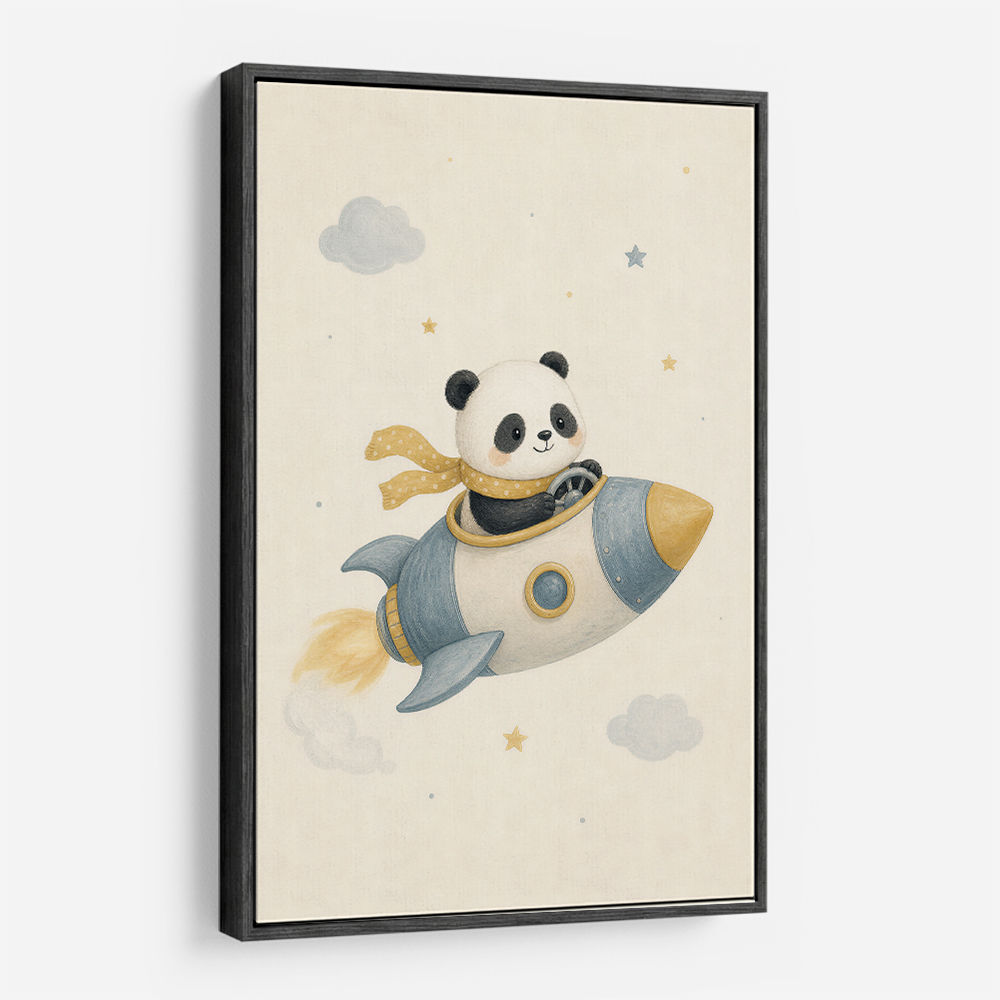 Panda Rocket Car Nursery Wall Art