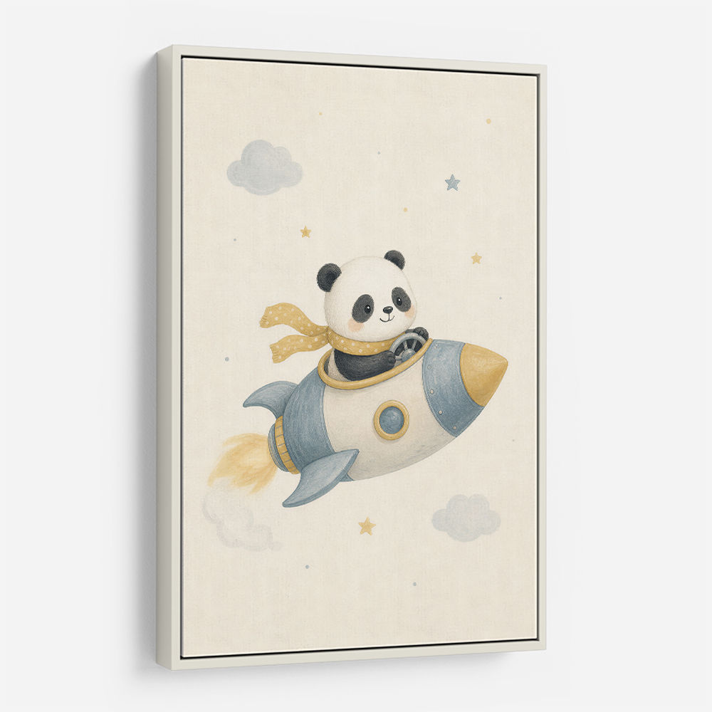 Panda Rocket Car Nursery Wall Art