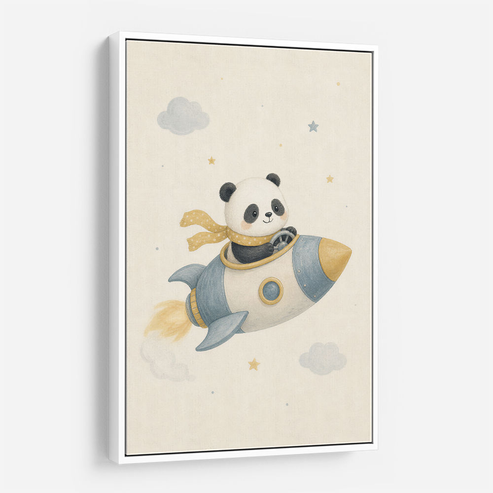 Panda Rocket Car Nursery Wall Art