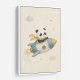 Panda Rocket Car Nursery Wall Art