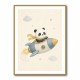 Panda Rocket Car Nursery Wall Art