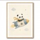 Panda Rocket Car Nursery Wall Art