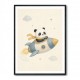 Panda Rocket Car Nursery Wall Art