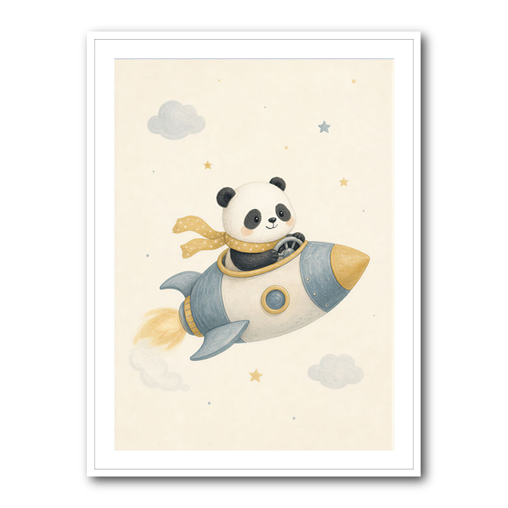 Panda Rocket Car Nursery Wall Art