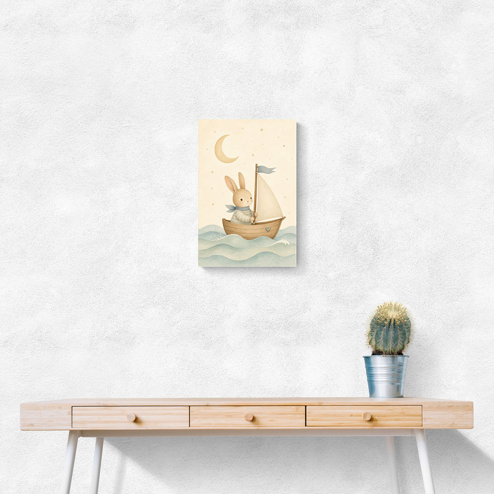 Rabbit in a Boat Nursery Wall Art