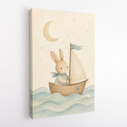 Rabbit in a Boat Nursery Wall Art
