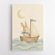 Rabbit in a Boat Nursery Wall Art
