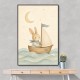 Rabbit in a Boat Nursery Wall Art