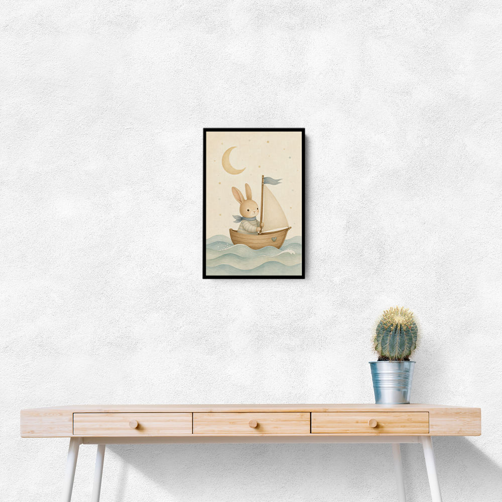 Rabbit in a Boat Nursery Wall Art