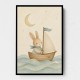 Rabbit in a Boat Nursery Wall Art