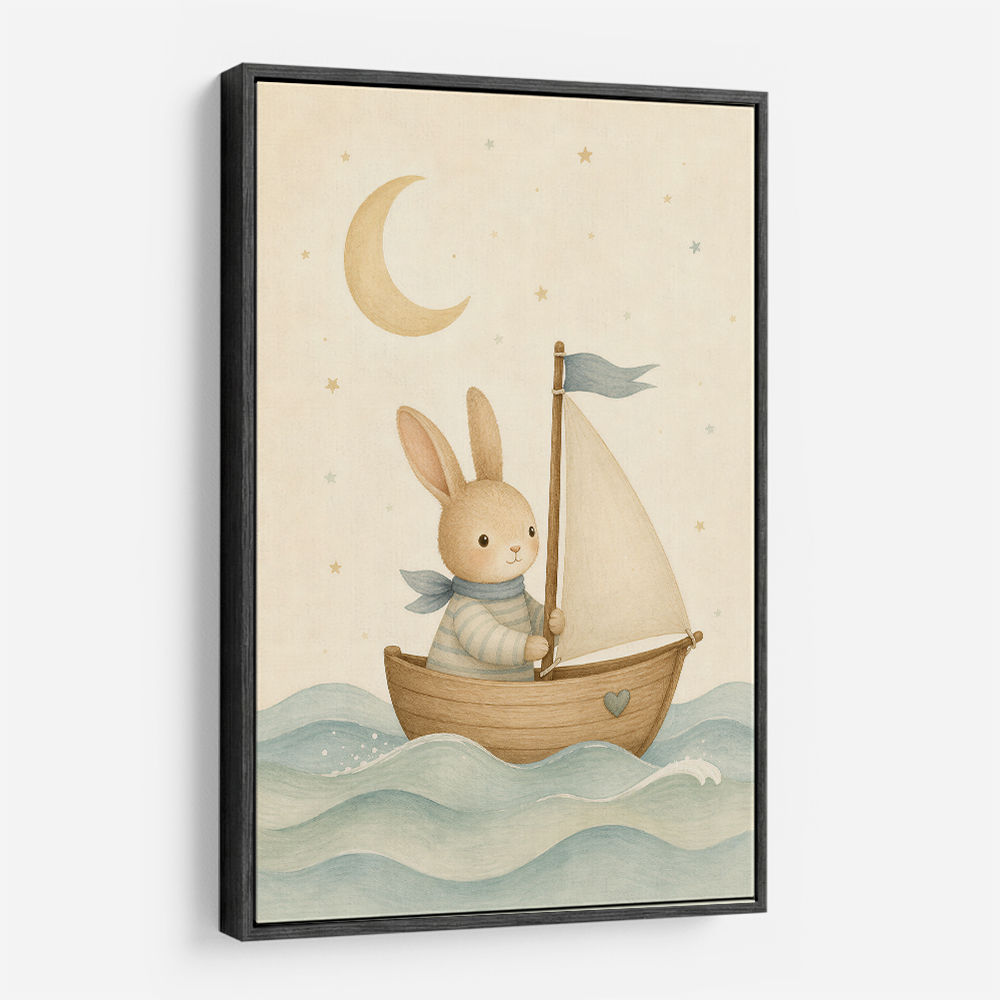Rabbit in a Boat Nursery Wall Art