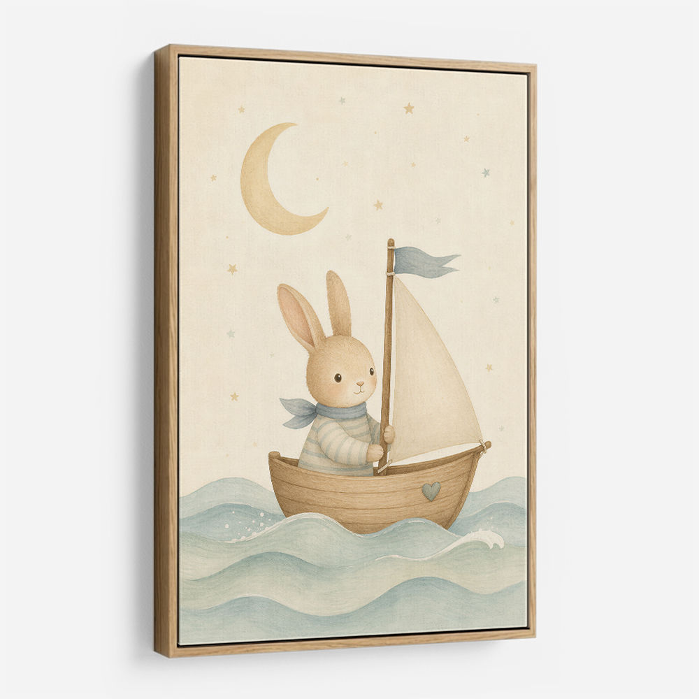 Rabbit in a Boat Nursery Wall Art