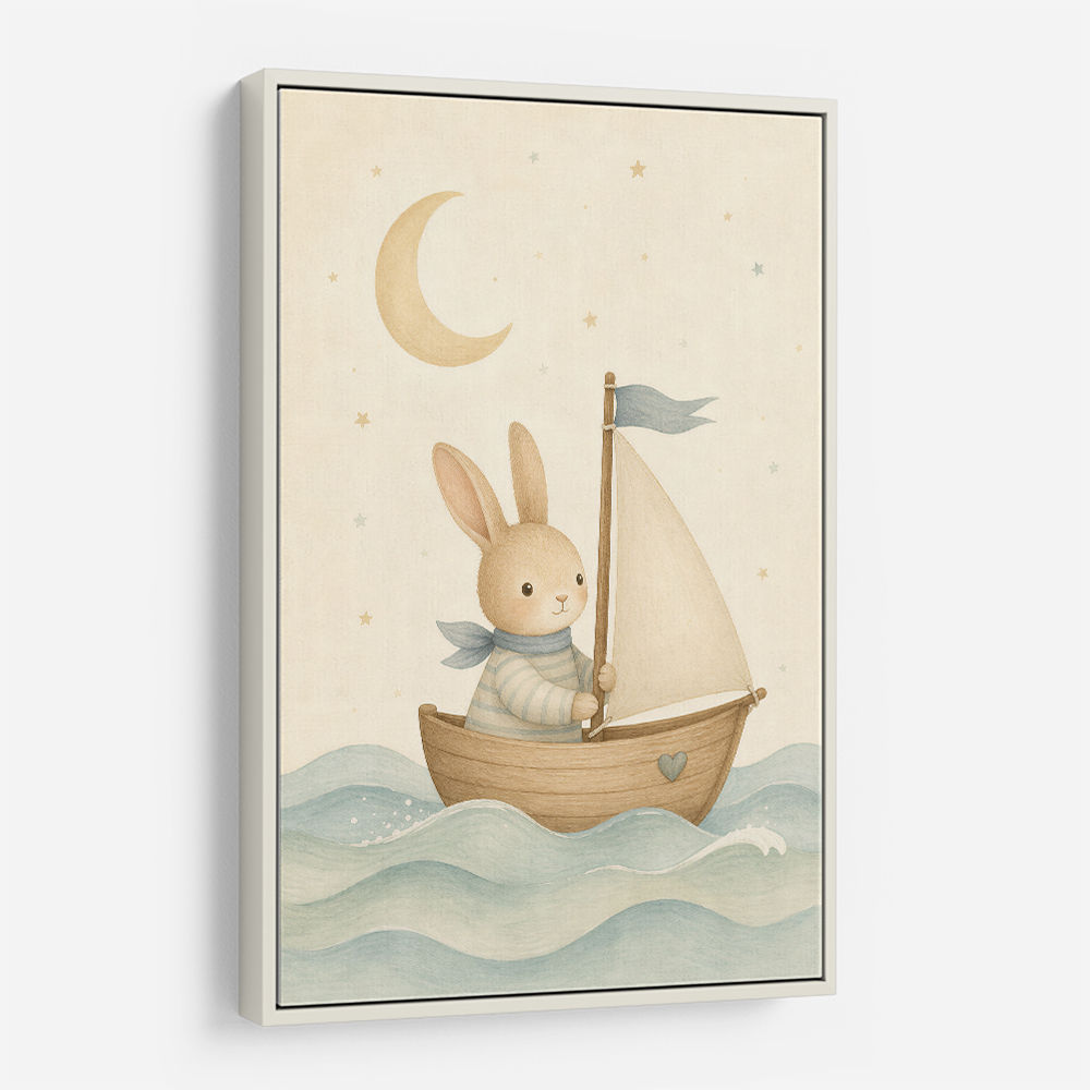 Rabbit in a Boat Nursery Wall Art
