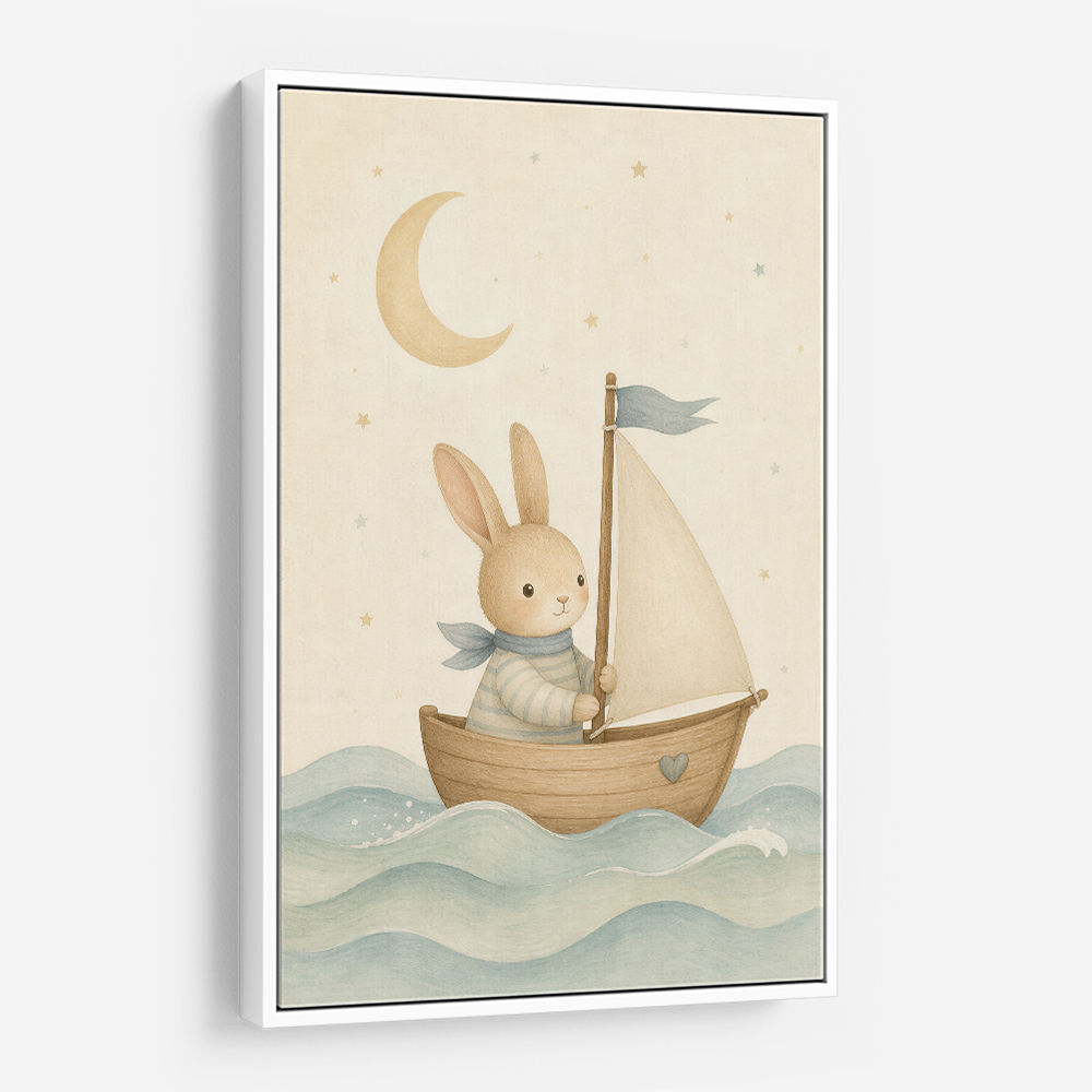 Rabbit in a Boat Nursery Wall Art