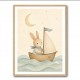 Rabbit in a Boat Nursery Wall Art