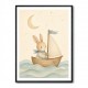 Rabbit in a Boat Nursery Wall Art