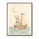 Rabbit in a Boat Nursery Wall Art