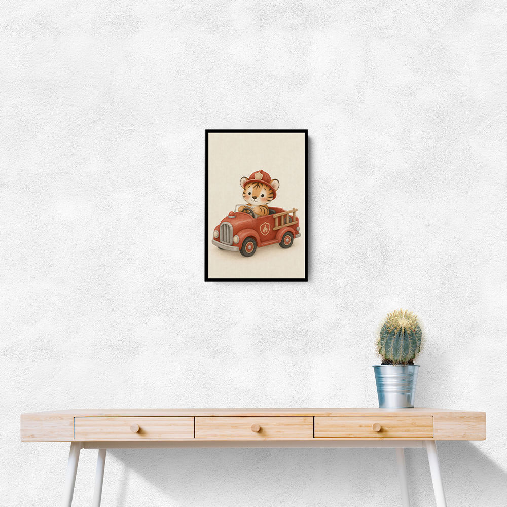 Tiger Fire Truck Nursery Wall Art