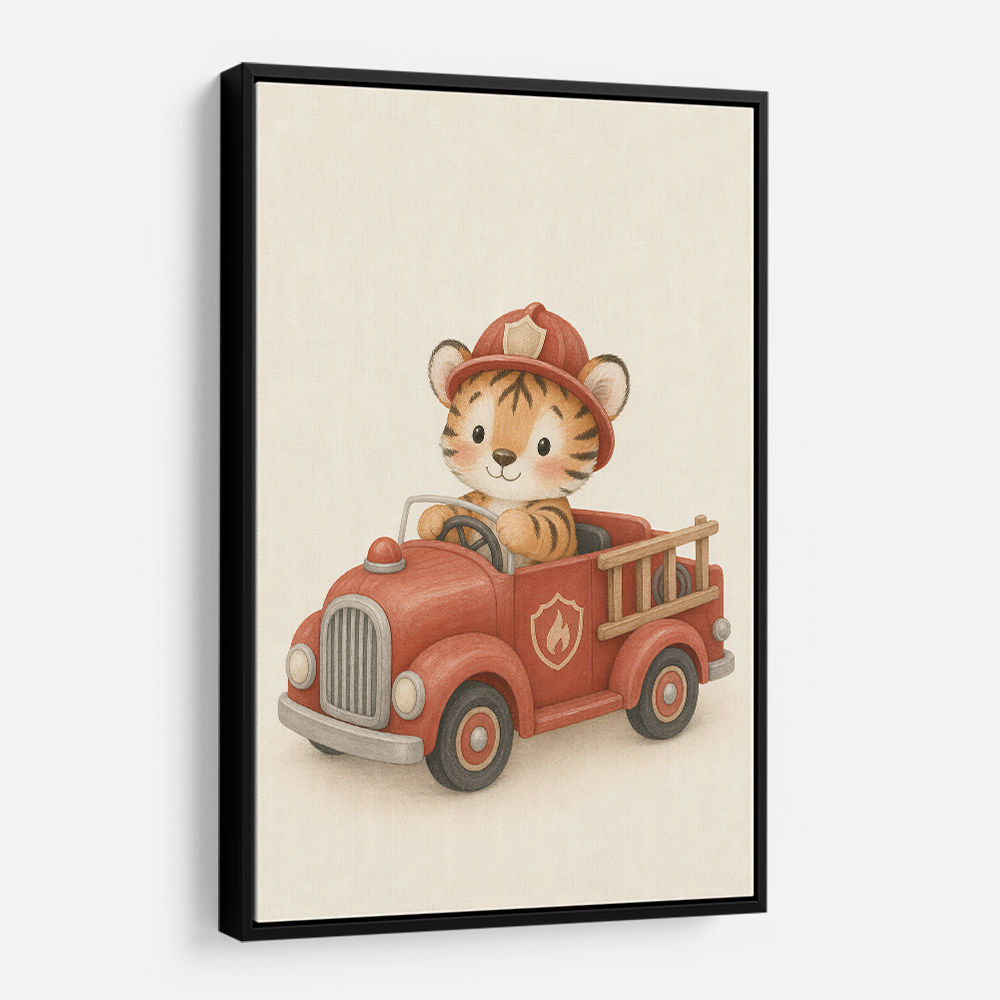 Tiger Fire Truck Nursery Wall Art