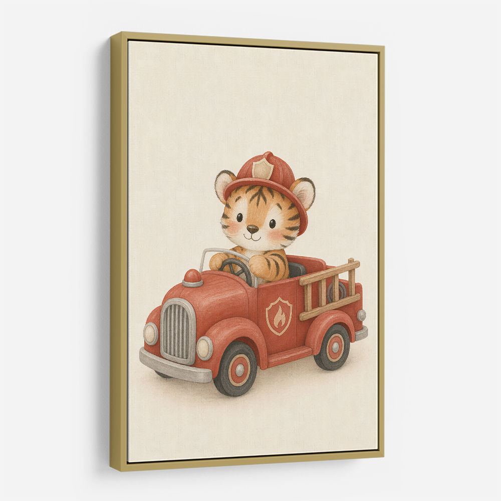 Tiger Fire Truck Nursery Wall Art