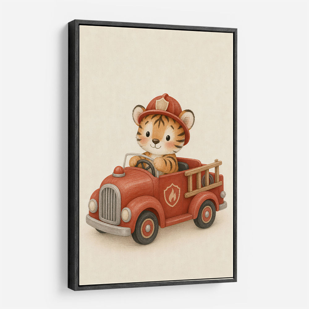 Tiger Fire Truck Nursery Wall Art