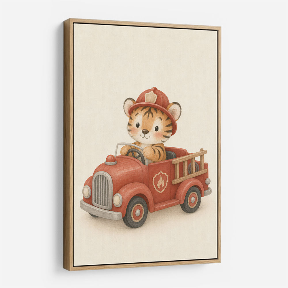 Tiger Fire Truck Nursery Wall Art