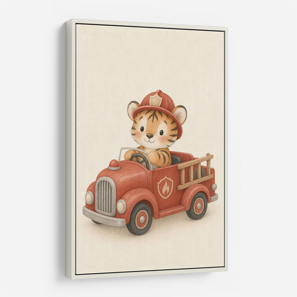 Tiger Fire Truck Nursery Wall Art