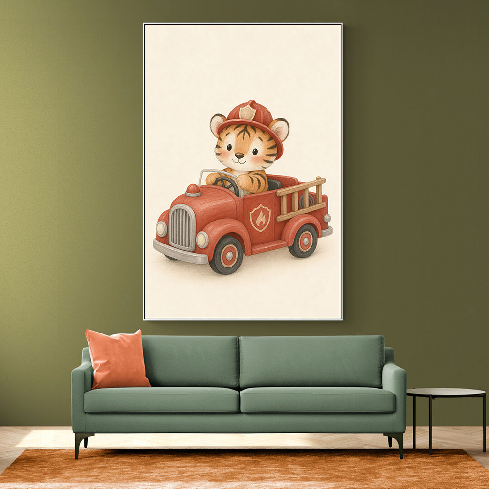 Tiger Fire Truck Nursery Wall Art