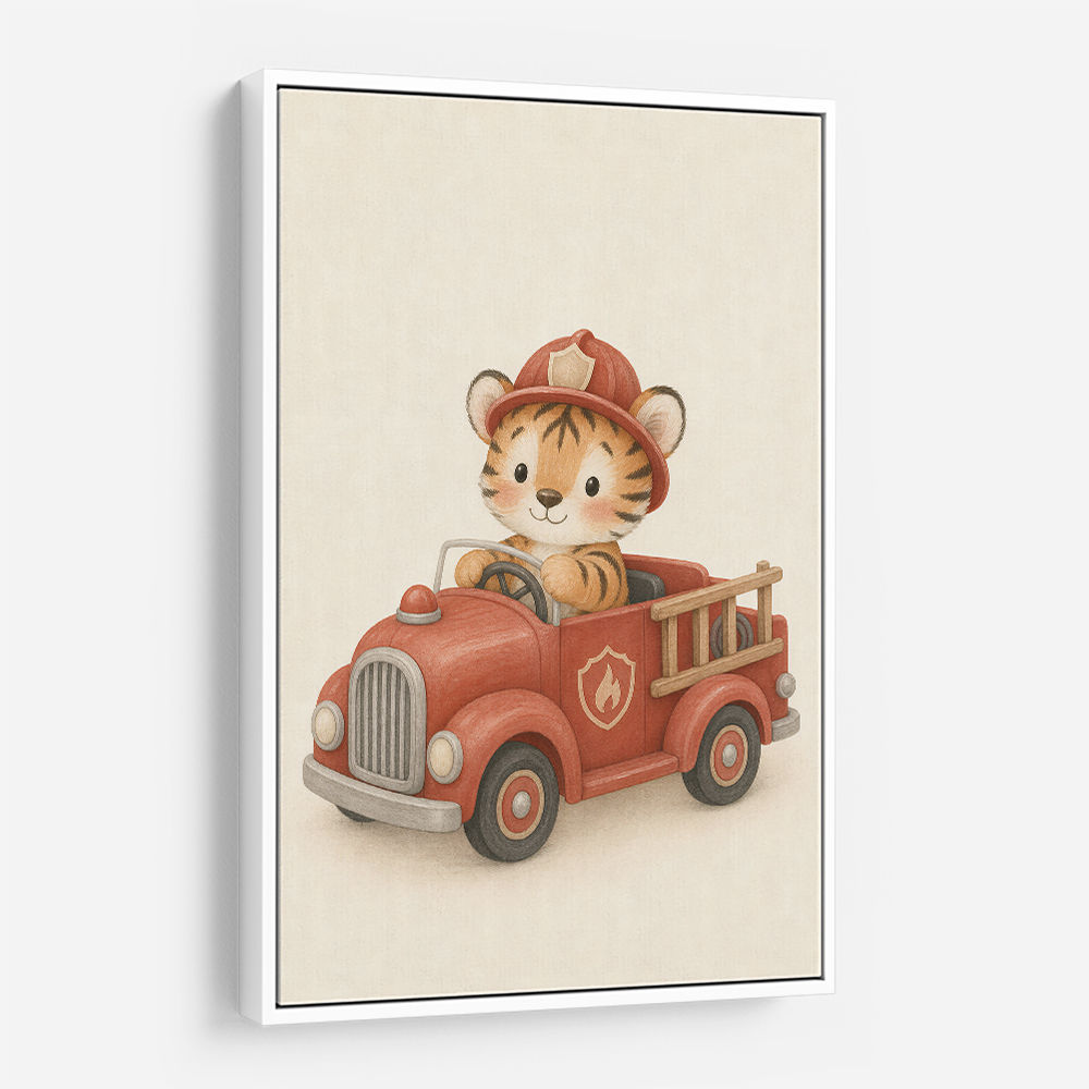 Tiger Fire Truck Nursery Wall Art