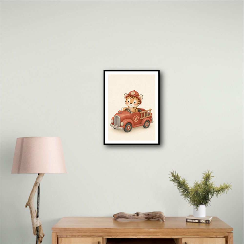 Tiger Fire Truck Nursery Wall Art