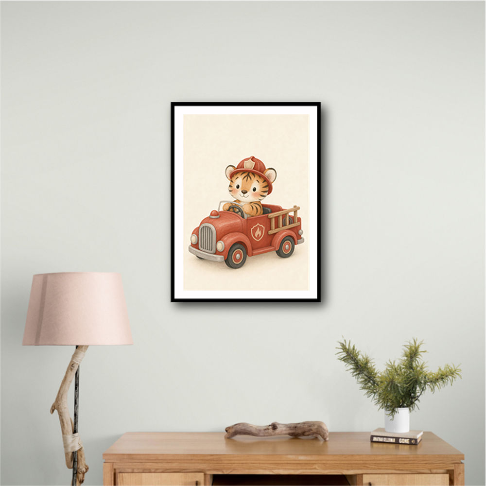 Tiger Fire Truck Nursery Wall Art