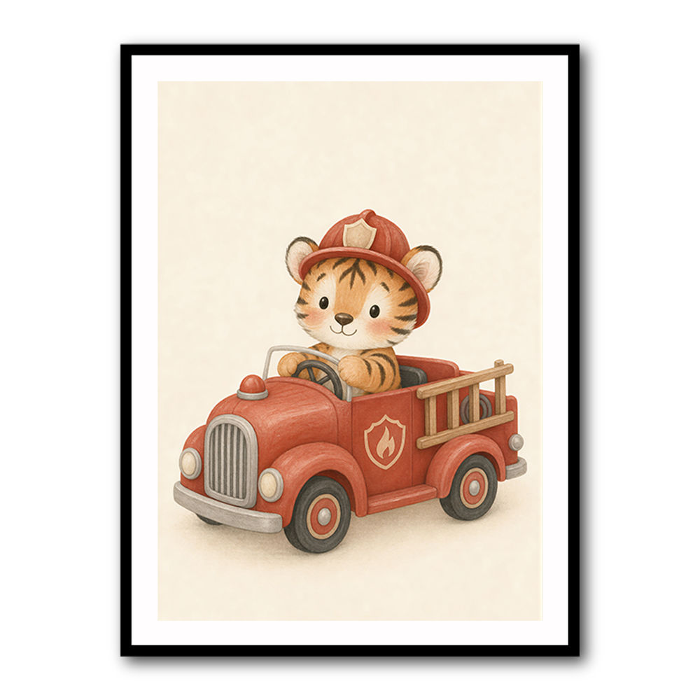 Tiger Fire Truck Nursery Wall Art