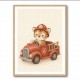 Tiger Fire Truck Nursery Wall Art