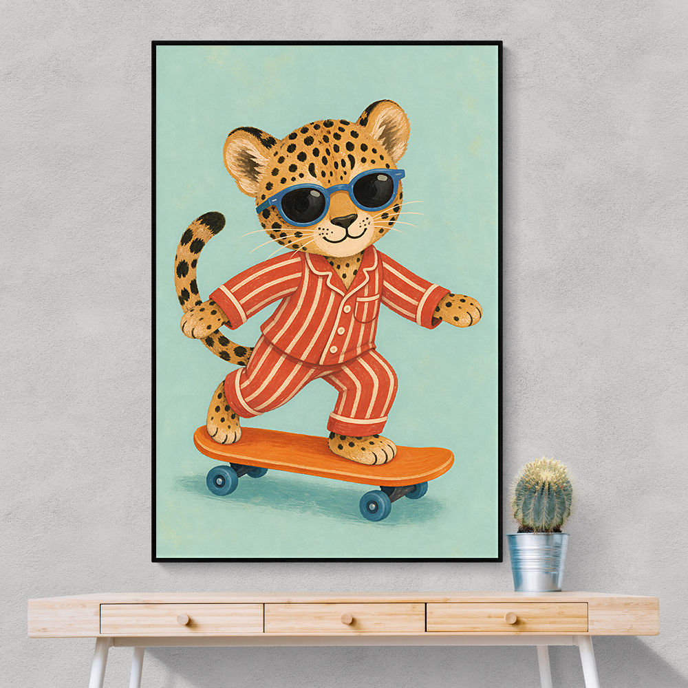Skateboarding Leopard