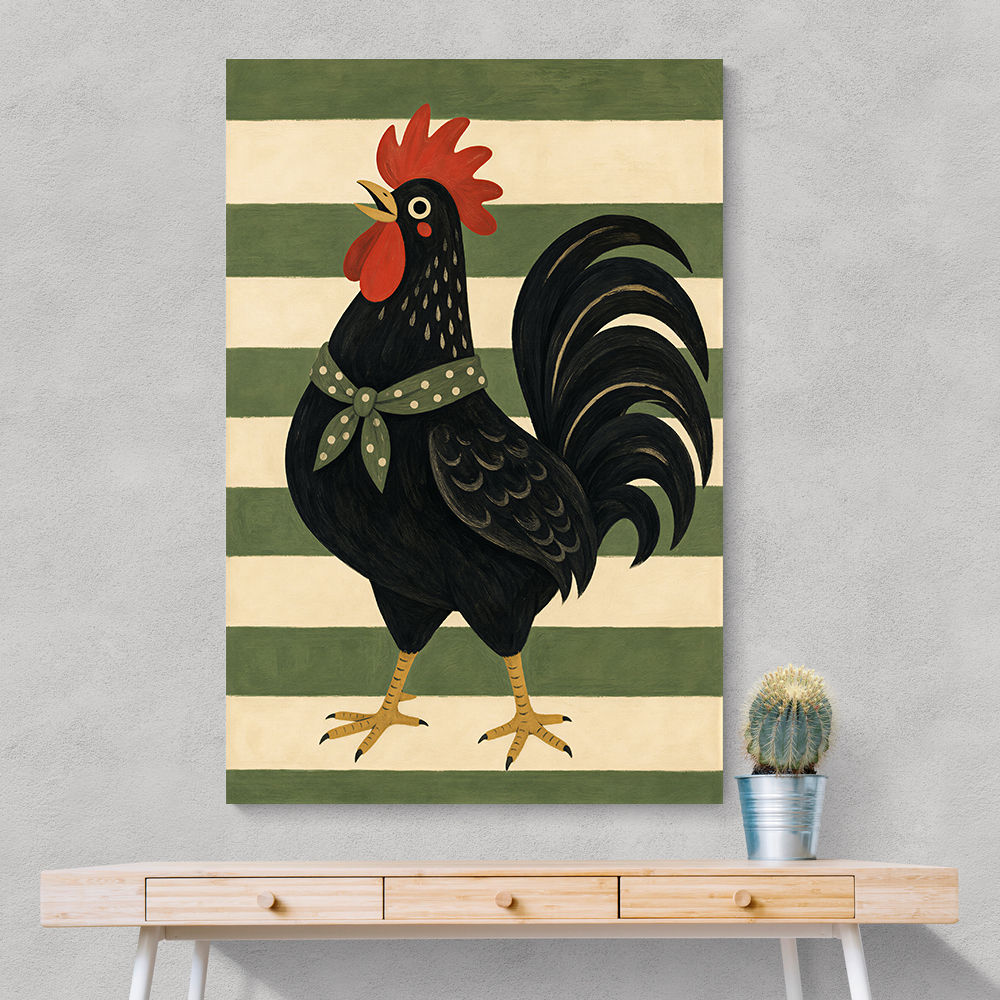 Rooster Striped Poster