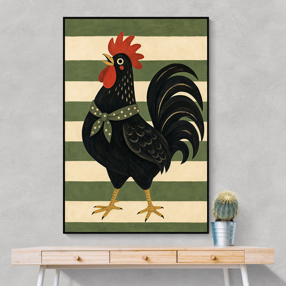 Rooster Striped Poster