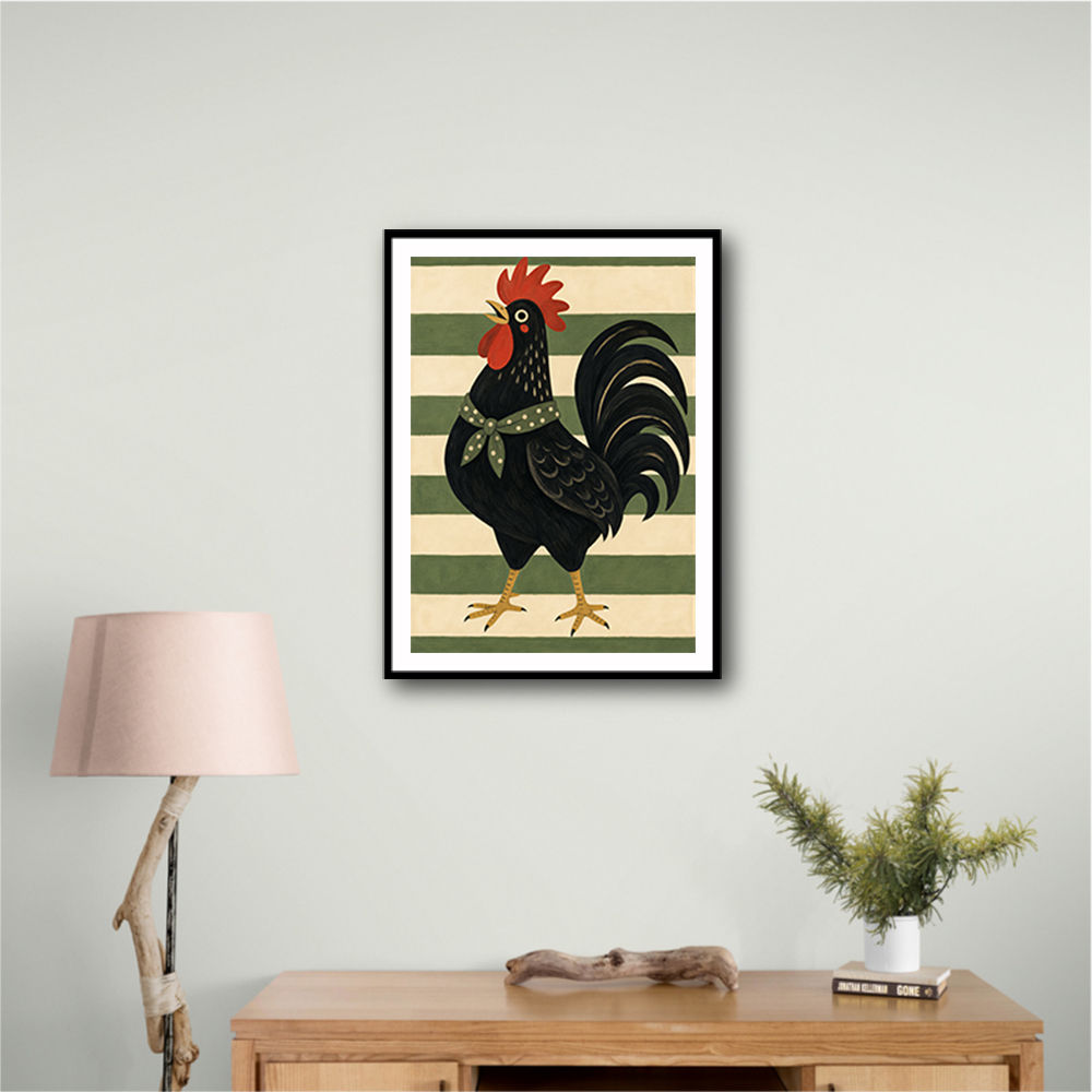 Rooster Striped Poster