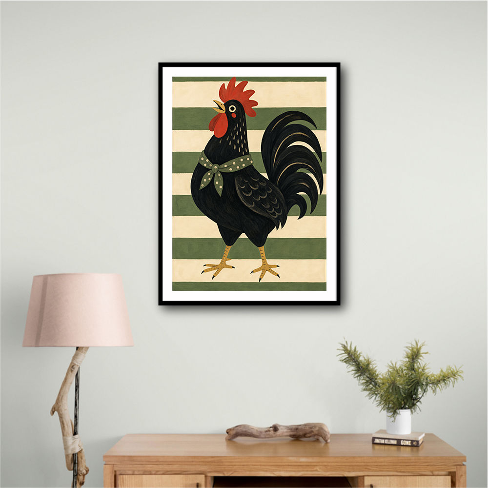 Rooster Striped Poster