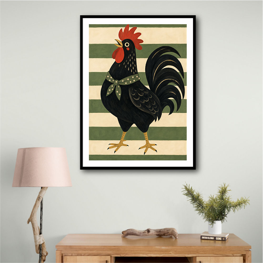 Rooster Striped Poster